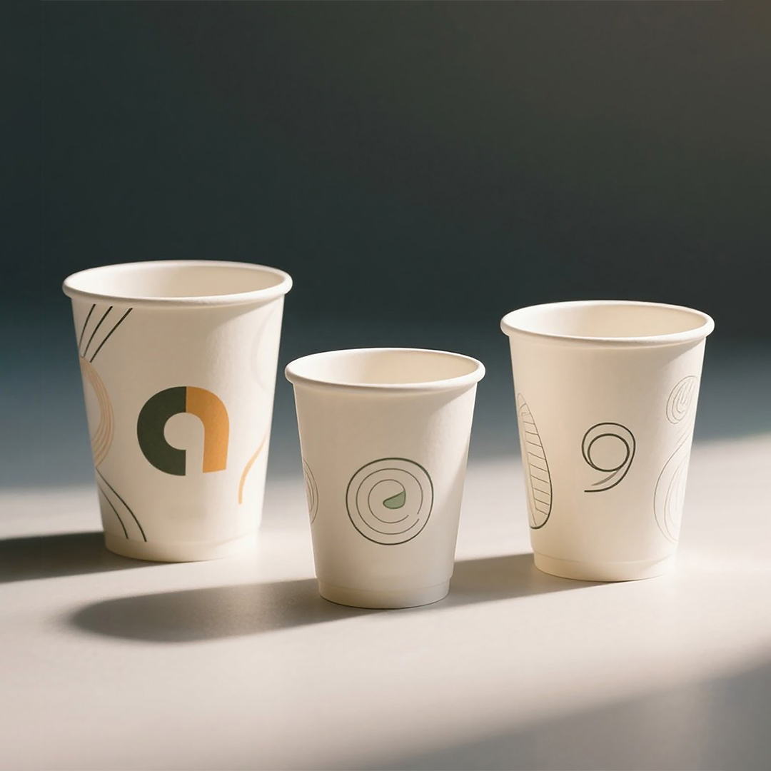 Paper cups for hot drinks packaging