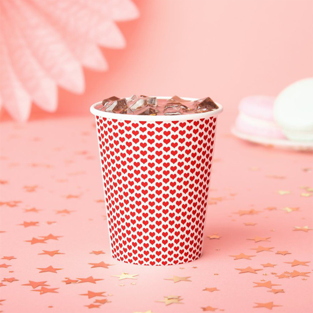 Red paper cups packaging
